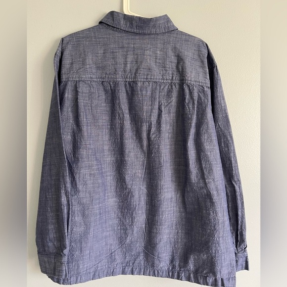 John Blair Blue Denim Full Zipper Long Sleeve Shirt Front Pockets Size XL Cotton - Picture 2 of 8